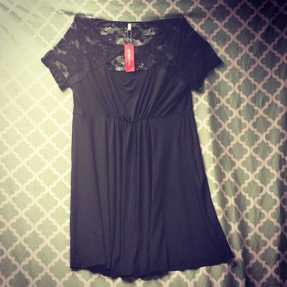 Plus Size Lace Panel Cutout Sheer A Line Dress